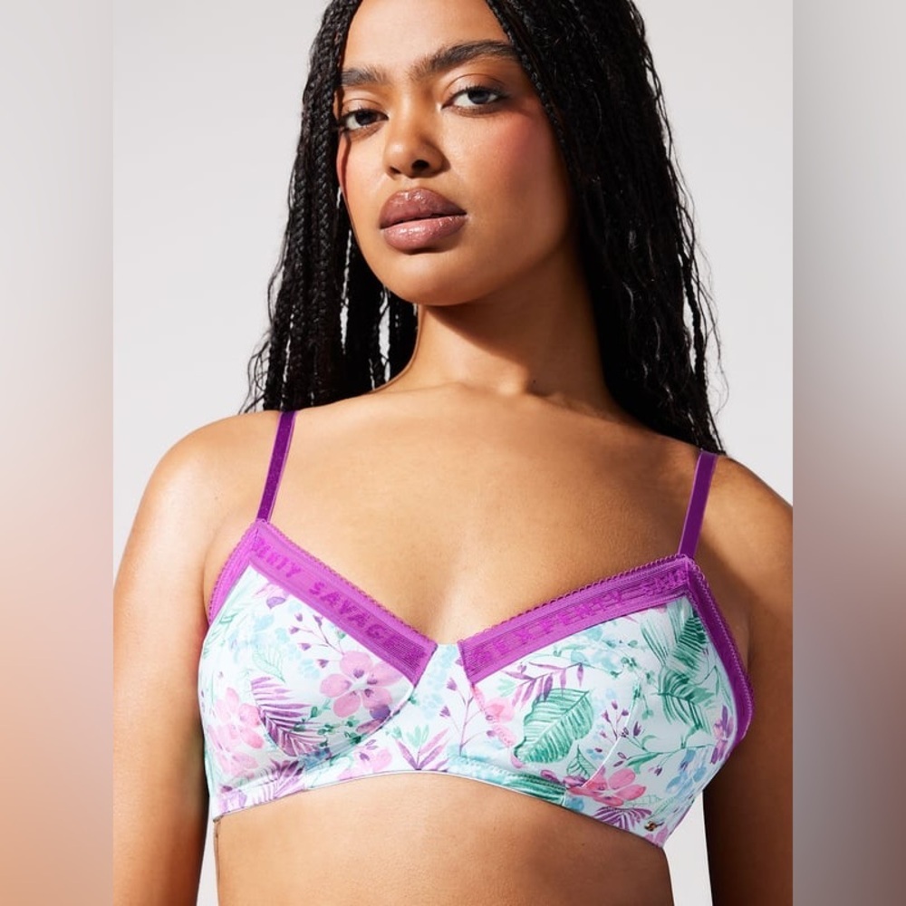 NWT Savage X Fenty‎ MICROFIBER LOGO-TRIM UNLINED BRALETTE 1X K32